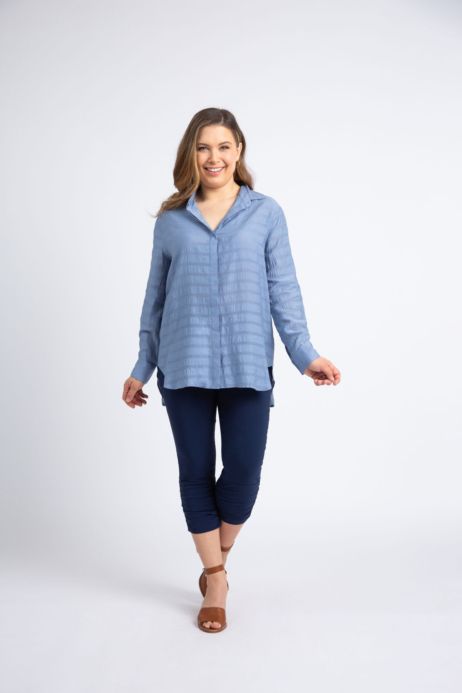 Long Sleeve Invisible Stripe Blouse Image 1