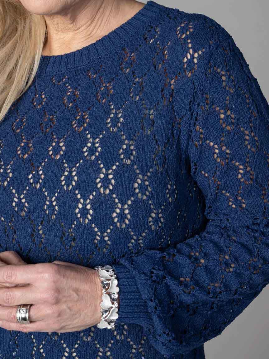 Long Sleeve Eyelet Knit Sweater