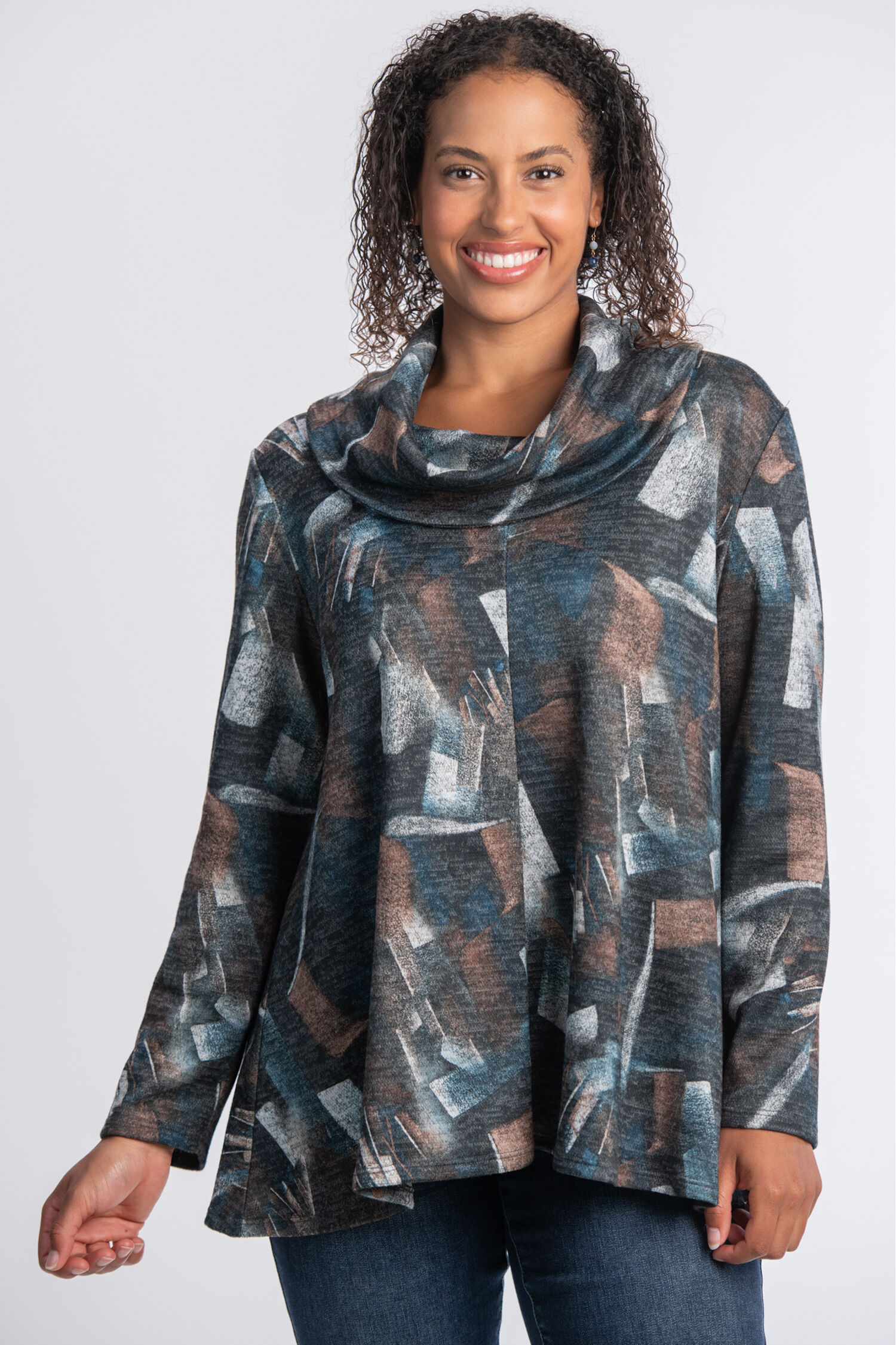 Long Sleeve Cowl Neck Top  Image 1