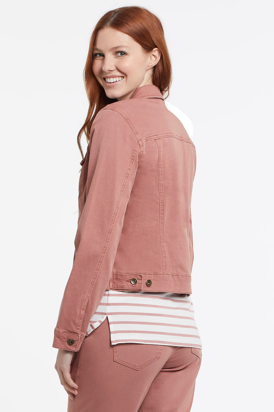 Peach Pink Denim Jacket Image 2