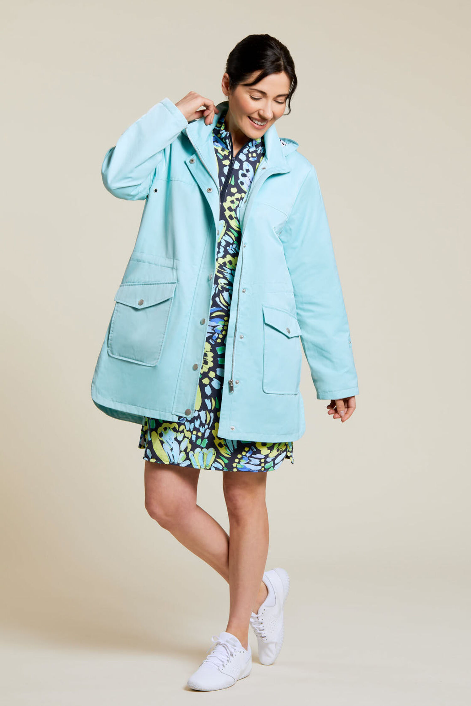 Twill Raincoat with Removable Hood Image 1