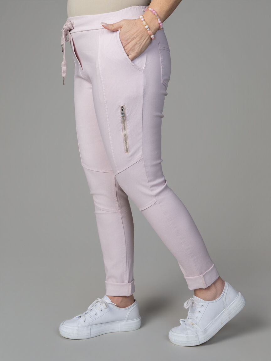 Straight Leg Pull-On Pants With Lurex Drawstrings