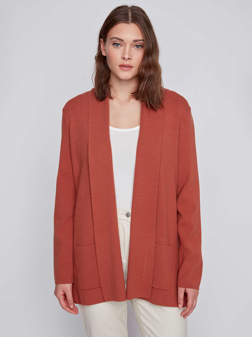 Shawl Collar Long Sleeve Cardigan Image 1