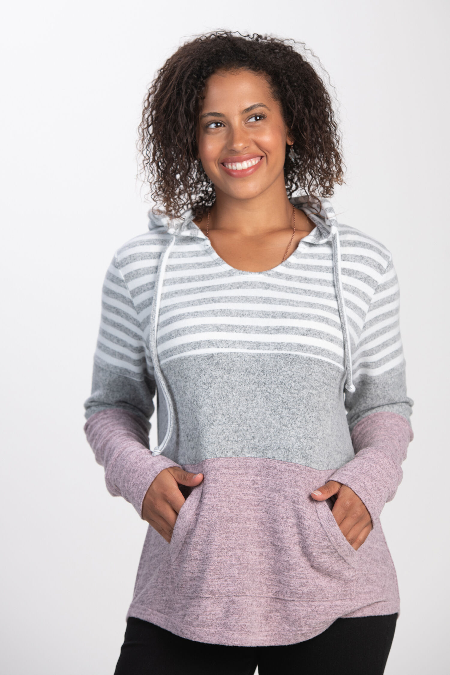 Color Block Striped Hoodie  Image 1