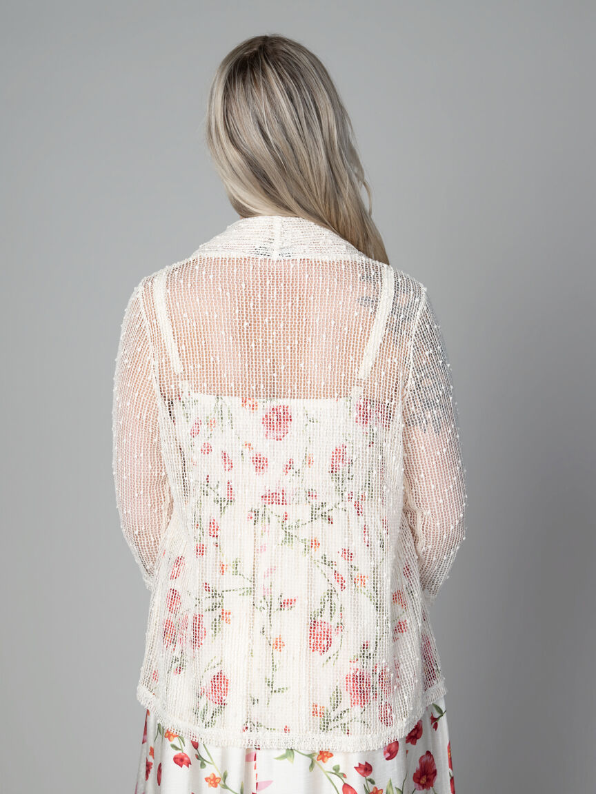 3/4 Sleeve Ladder Knit Cardigan