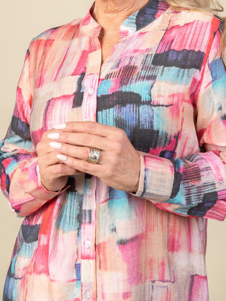 Long Sleeve Button Up Tunic Image 3