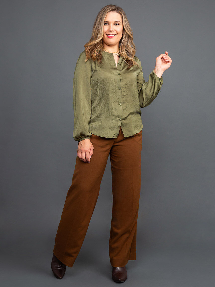 Balloon Sleeve Button-Up Blouse Image 5