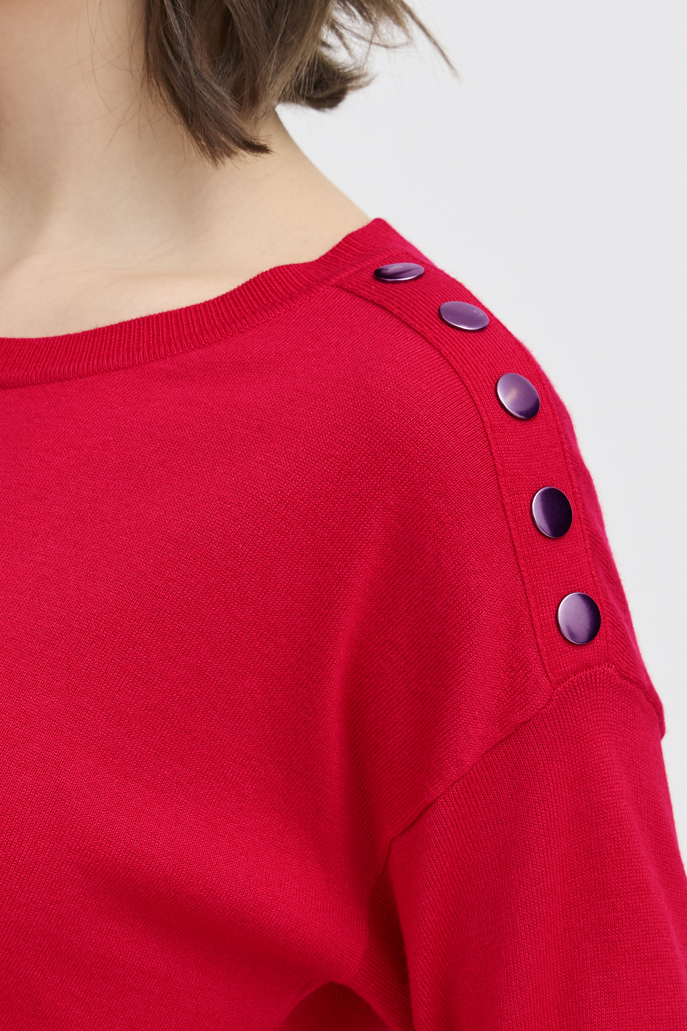&frac34; Sleeve Sweater with Button Detail 