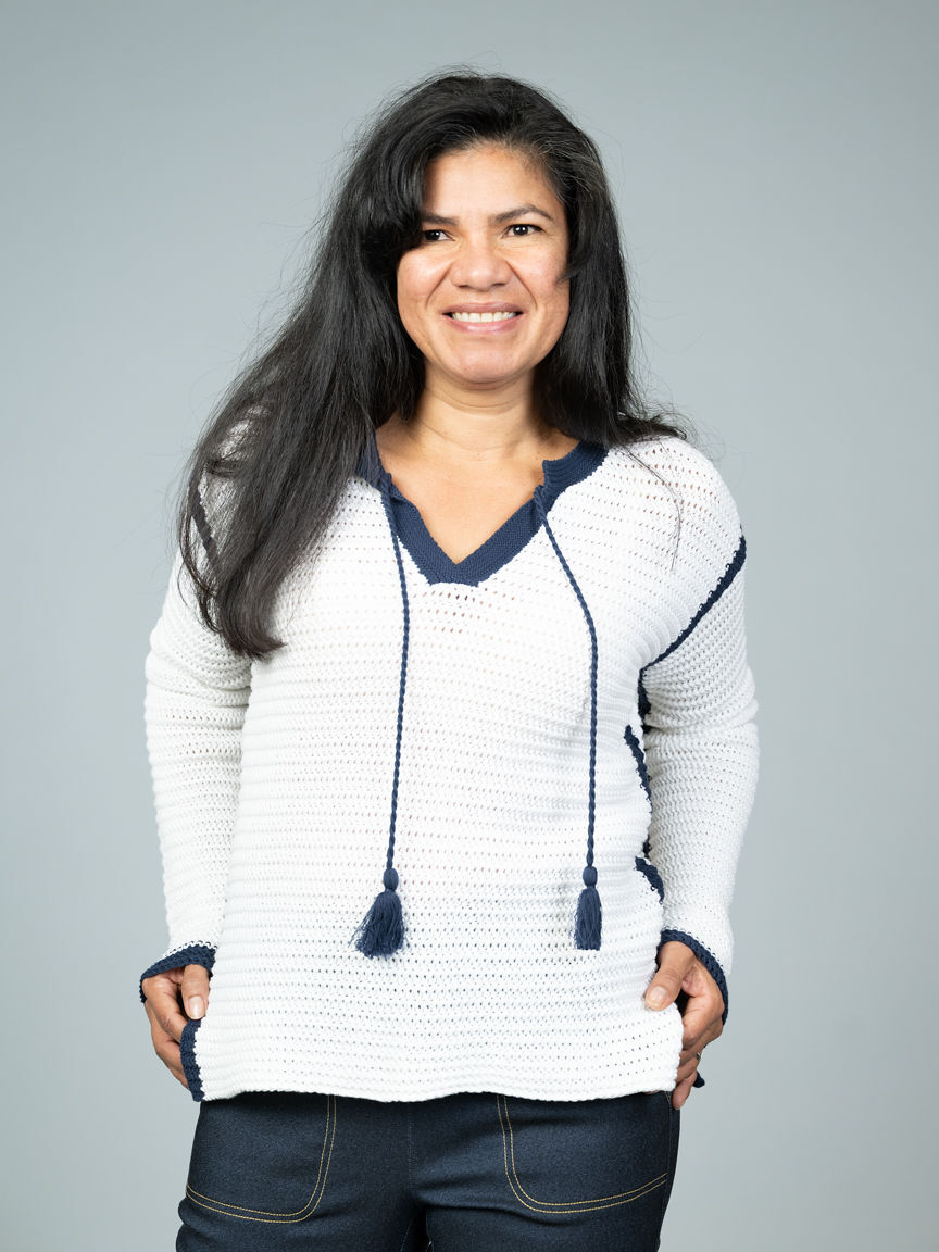 Crochet Sweater With Notched Collar