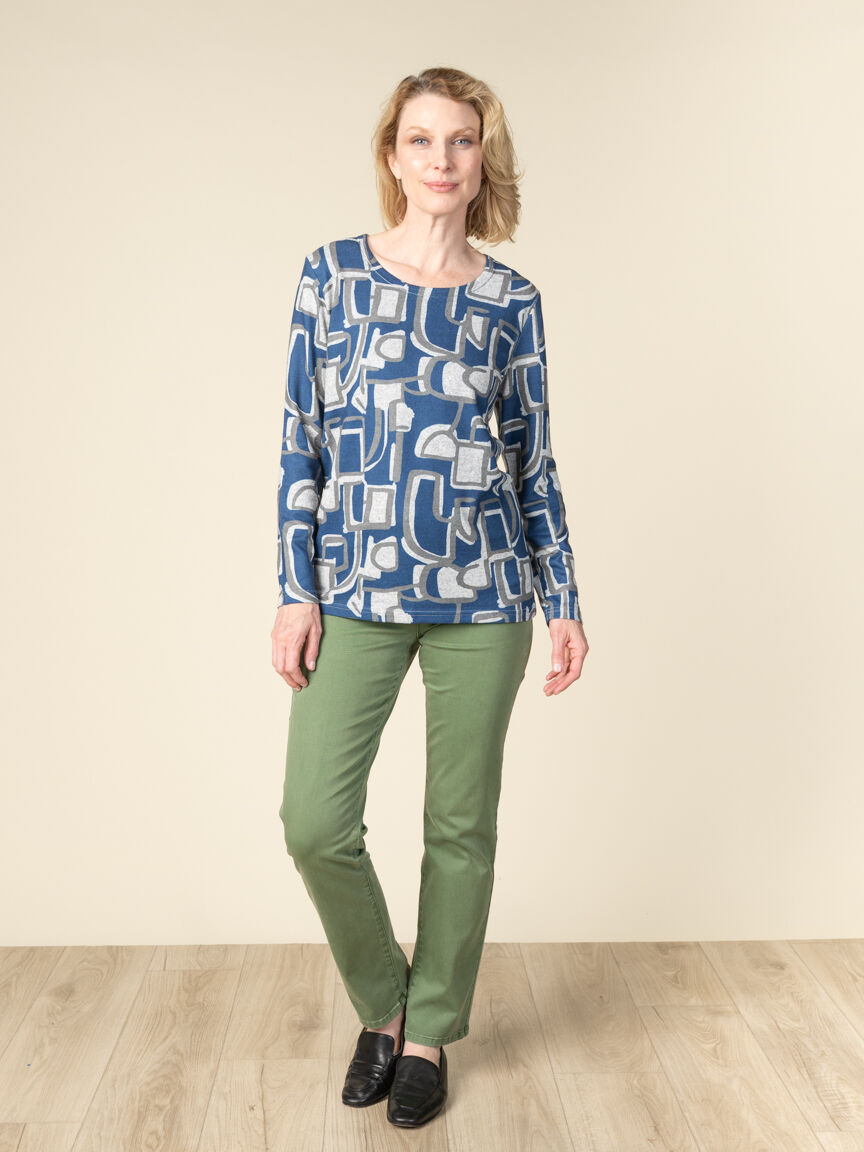 Long Sleeve Abstract Printed Top
