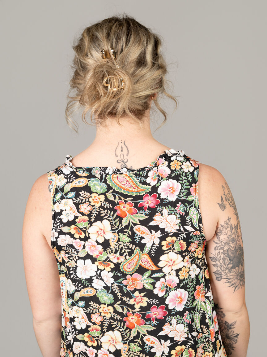 Ruffled Floral Layered Hem Dress