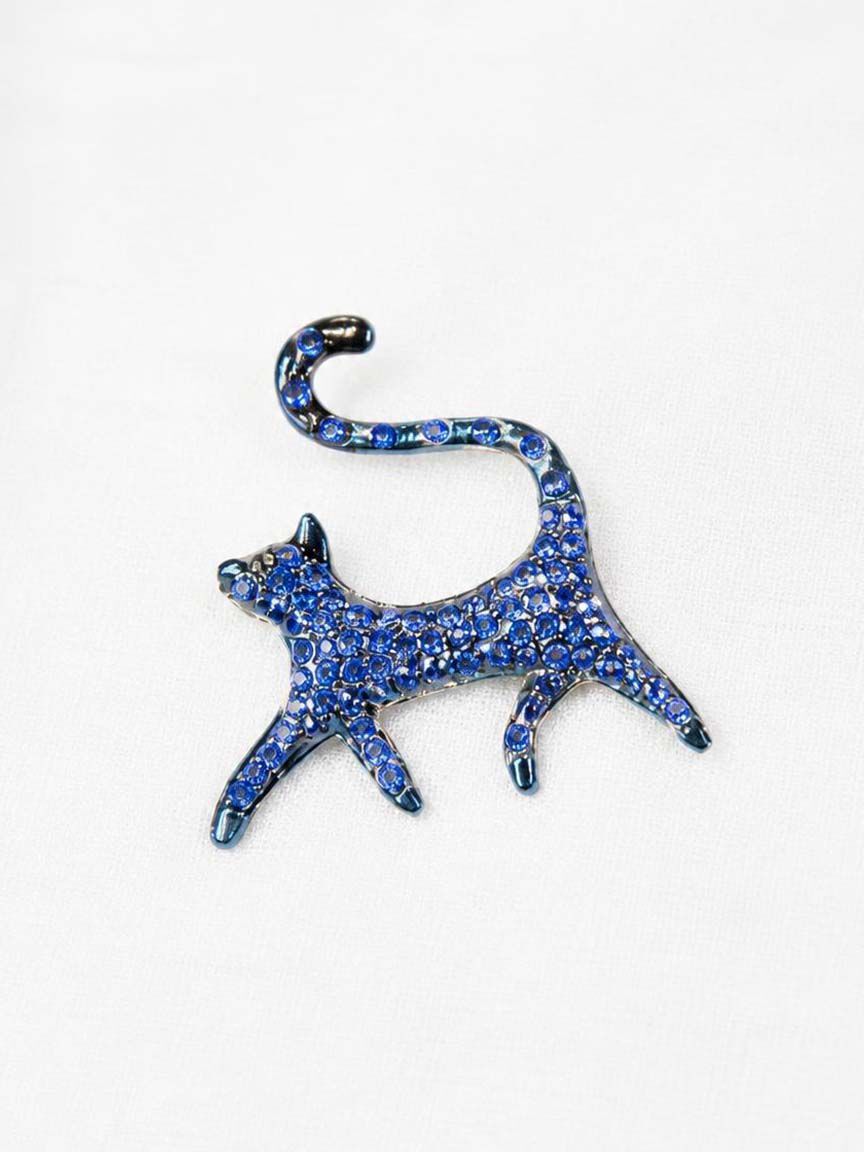 Diamond Walking Cat Pin