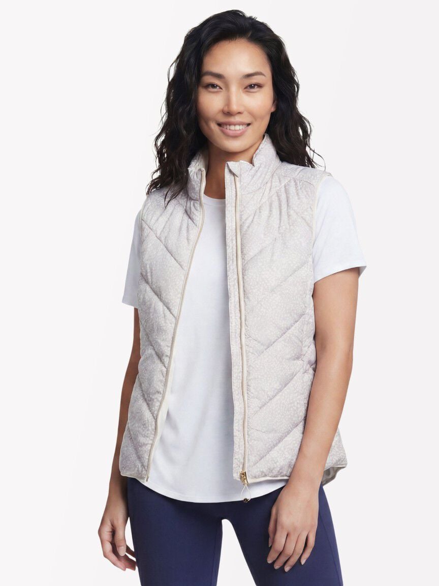 Sketchers Beige Print Puffer Vest 