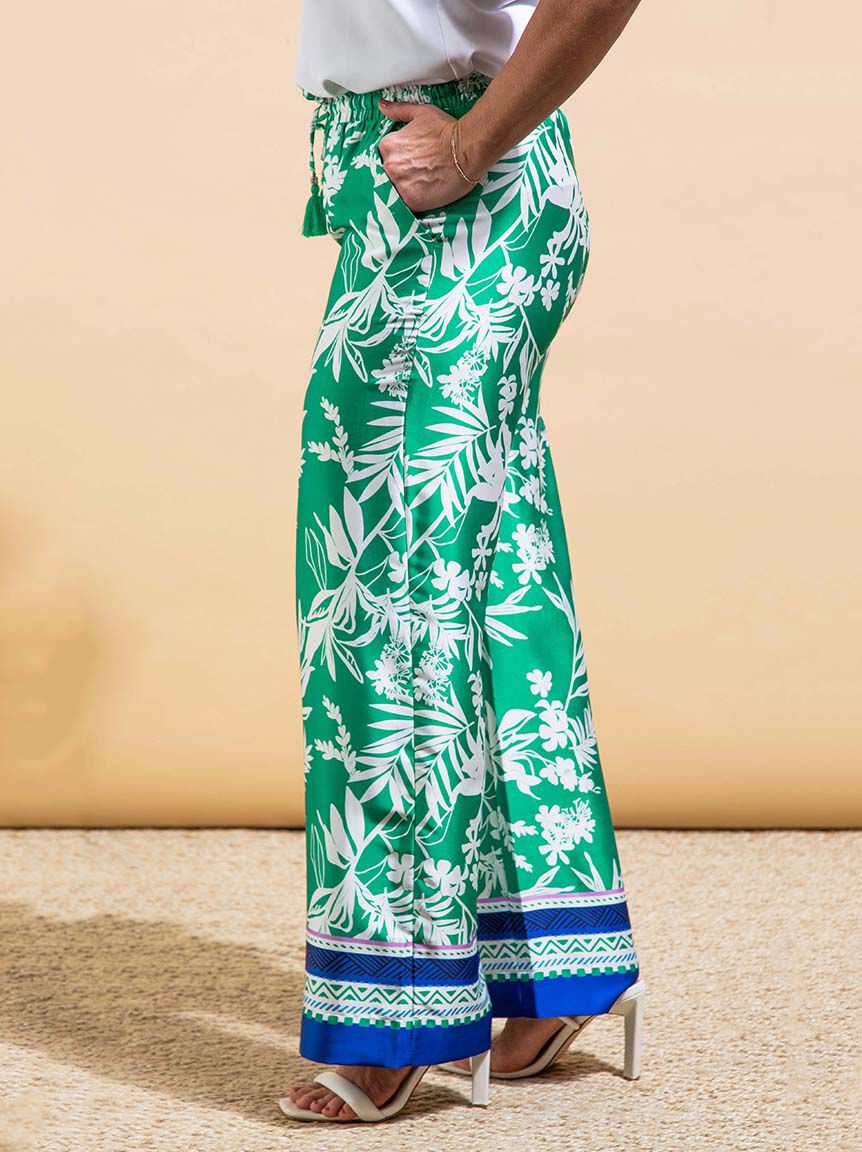 Satin Pull-On Wide Leg Pants w/ Drawstring Image 2