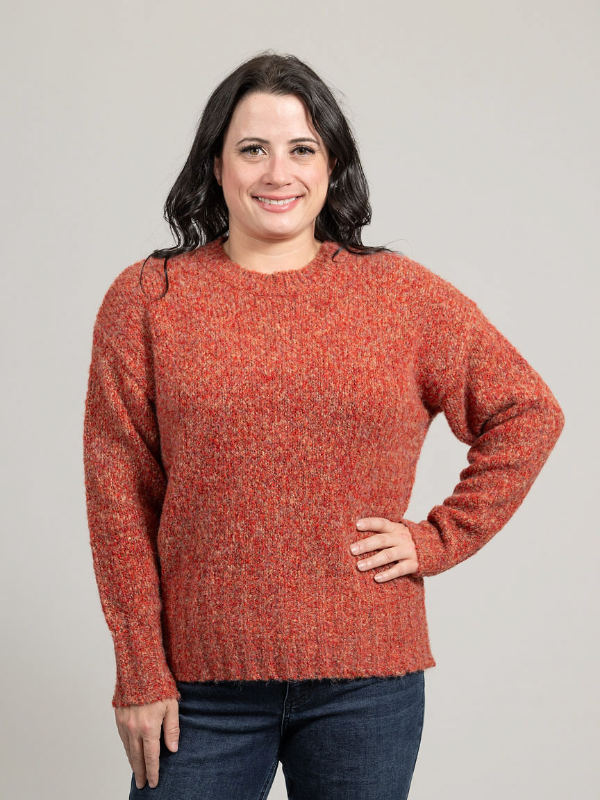 Long Sleeve Knit Sweater With Ribbed Trim Image 2