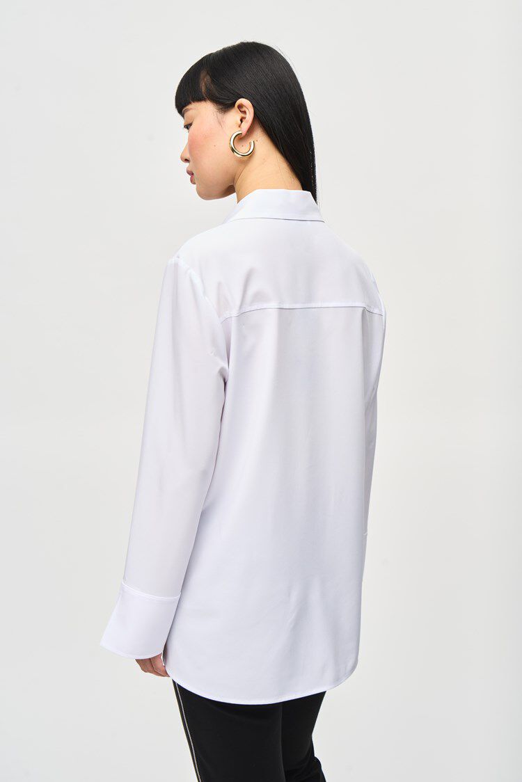 Woven Button-Down Blouse With Pockets Image 3