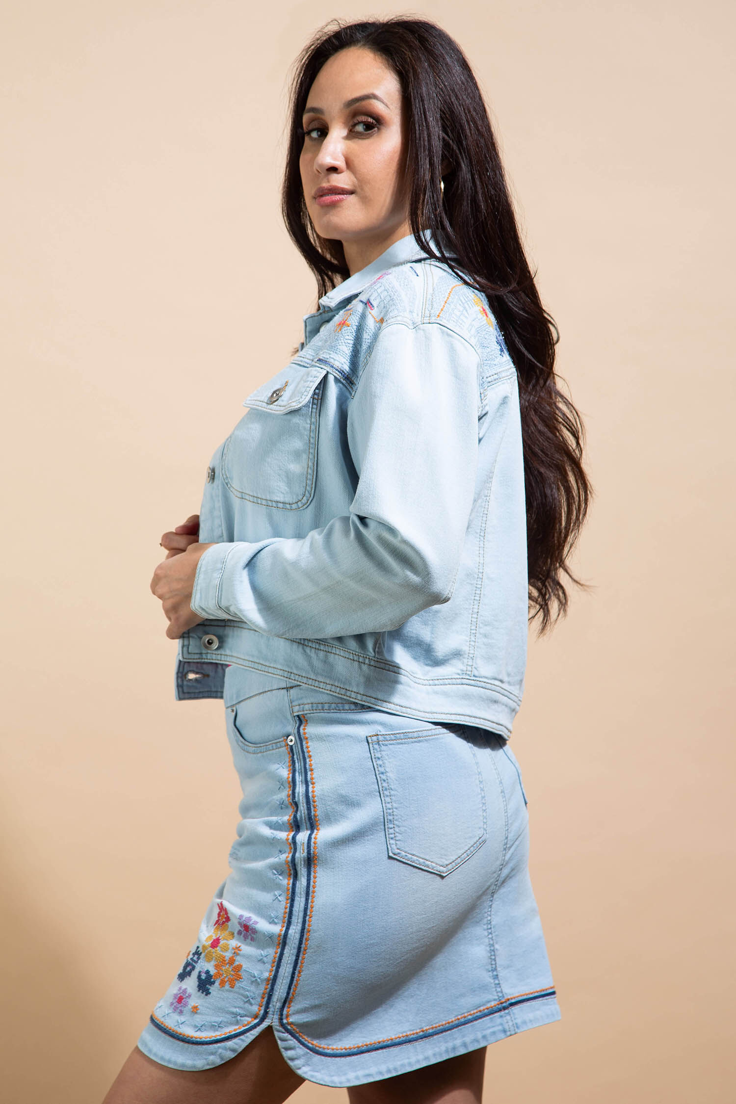 Embroidered Classic Lightweight Novelty Denim Jacket Image 3