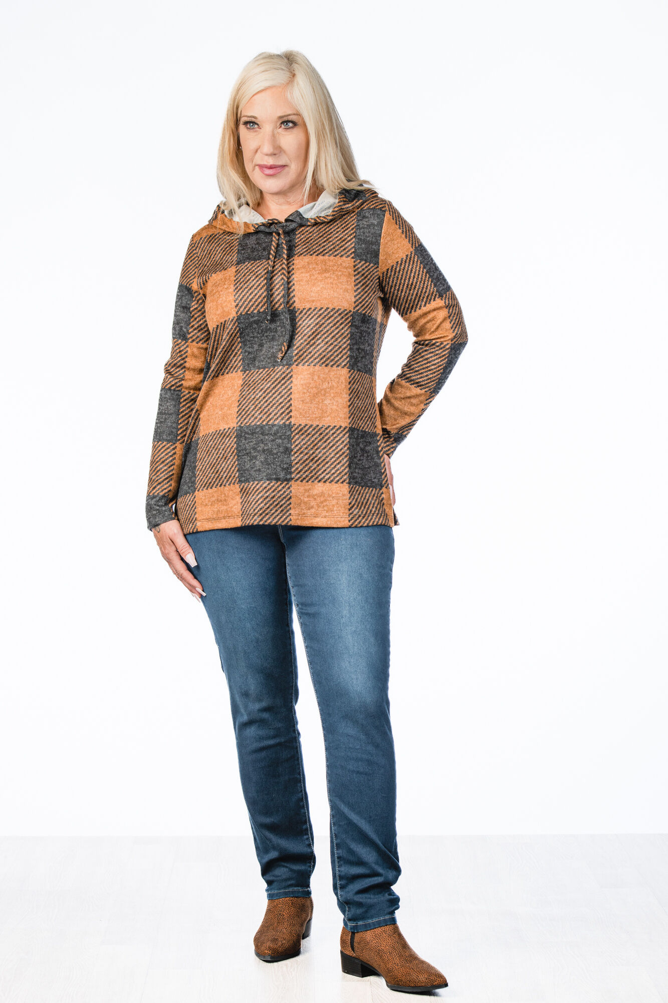 Plaid Hoodie Sweater  Image 3