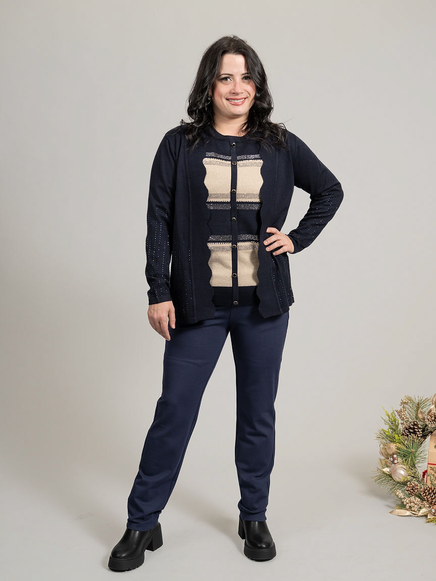 Scallop Open Front Cardigan With Hotfix