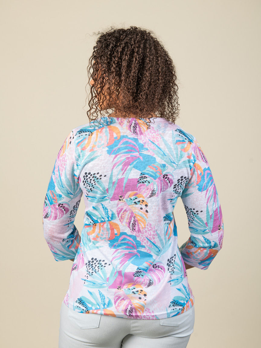 Slub Knit 3/4 Sleeve Top Image 3