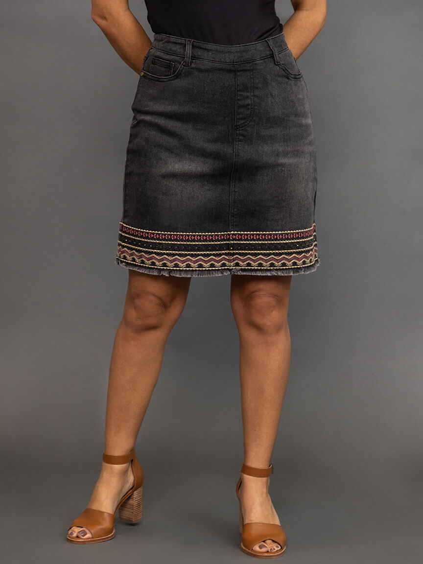 Denim Embellished Skirt Image 2