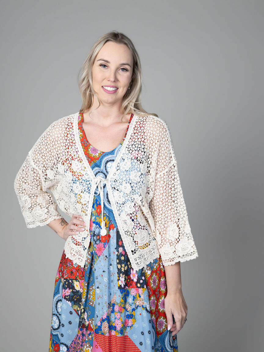 Crochet Cardigan With Tie Front