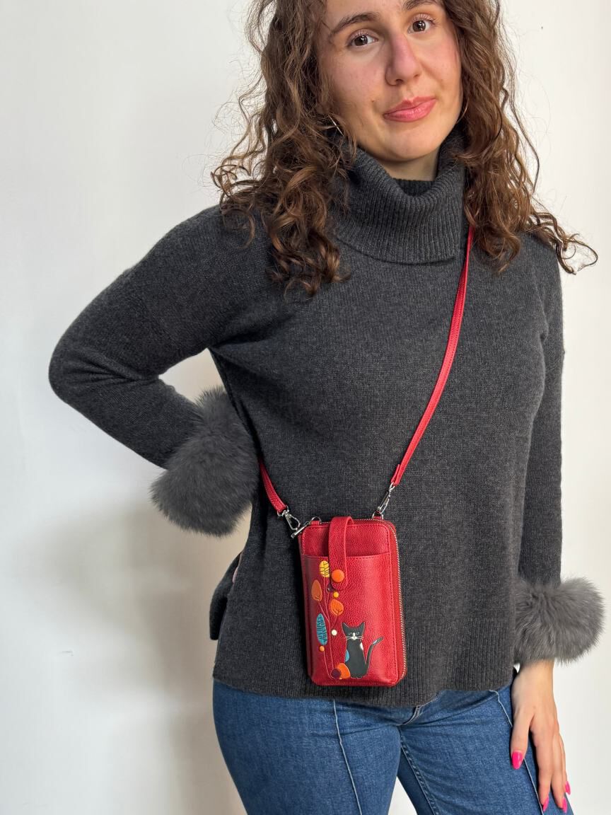 Cat Crossbody Wallet With Smartphone Holder
