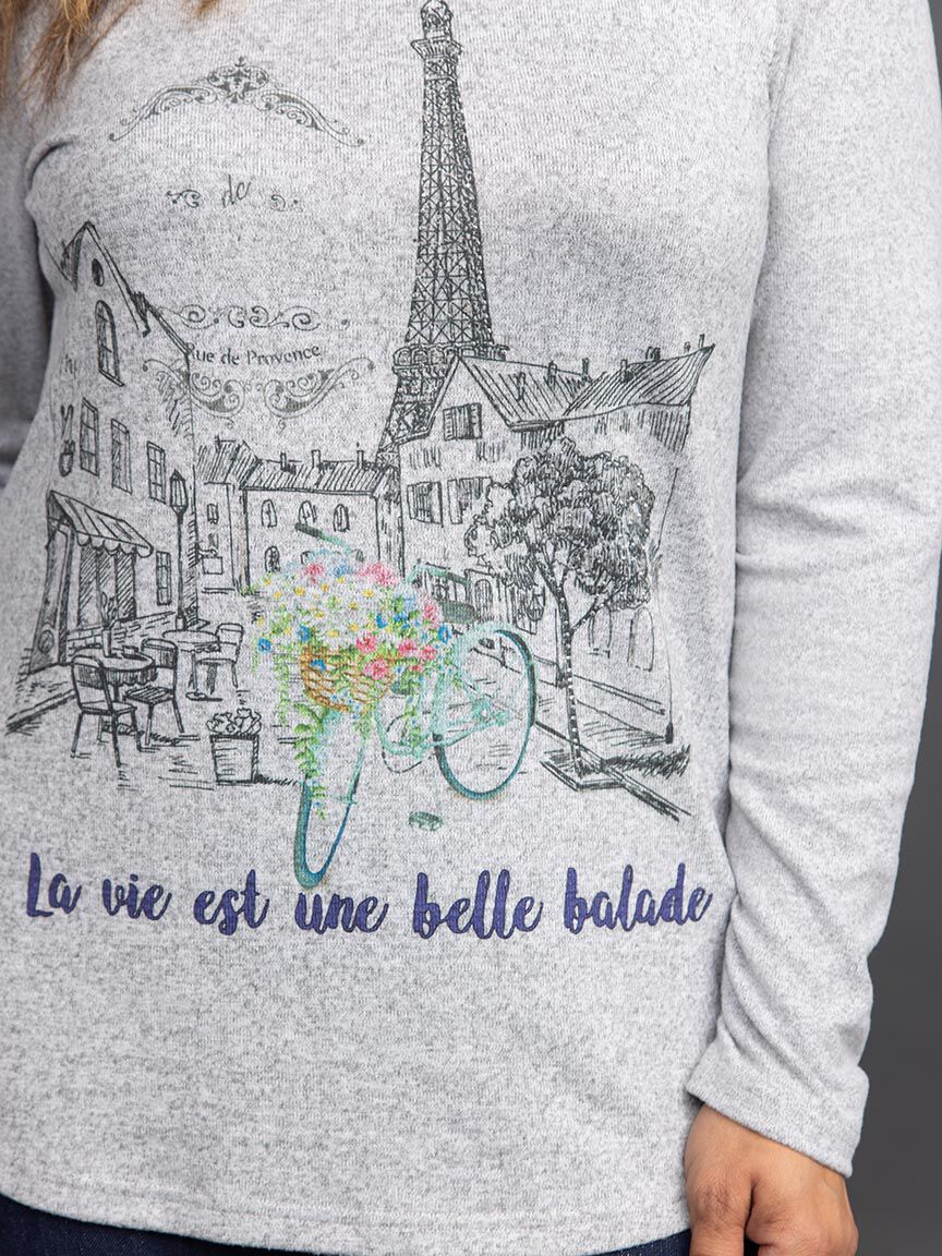 Long Sleeve Eiffel Tower Hotfix Top  Image 5