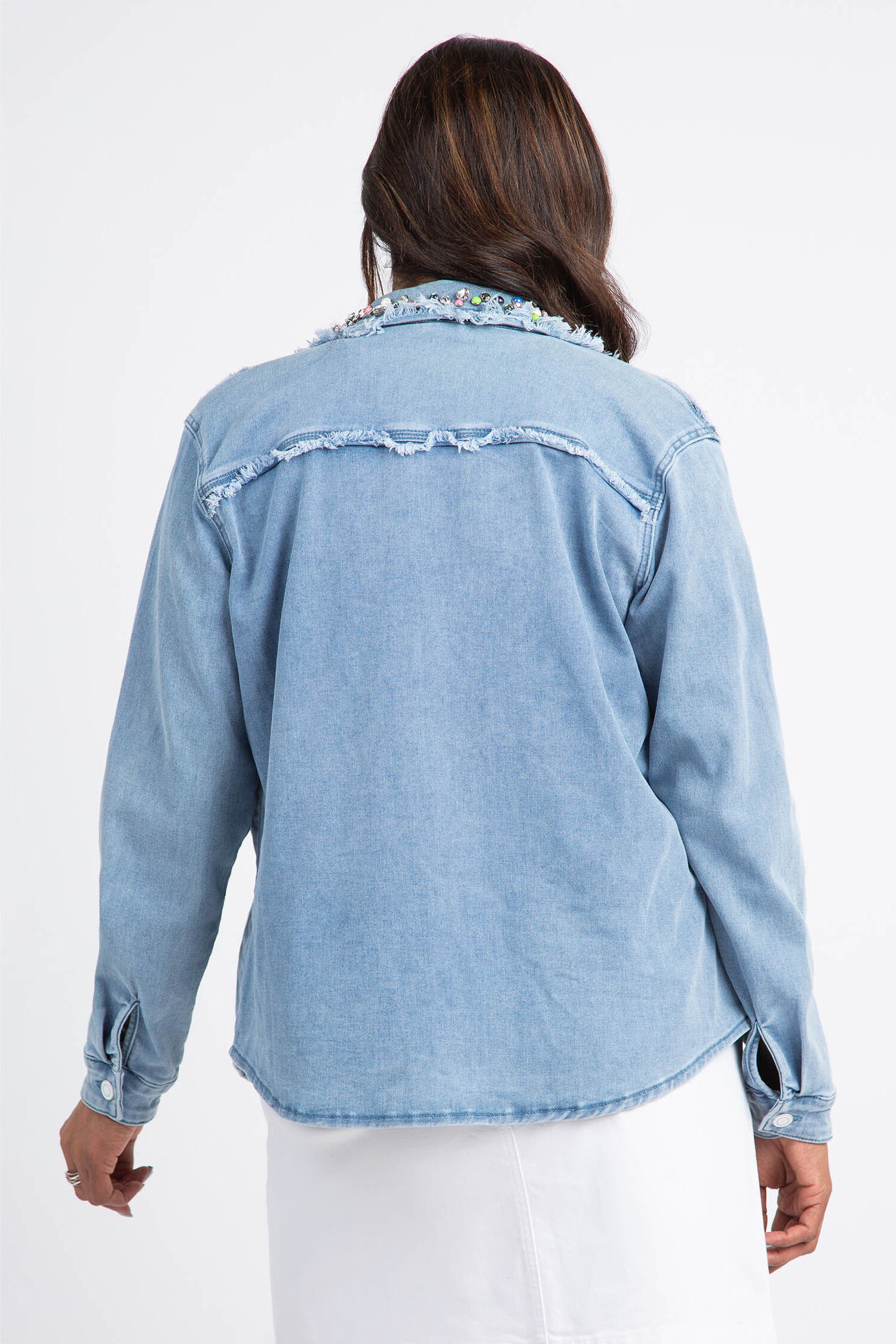 Beaded Denim Shirt Jacket Image 4