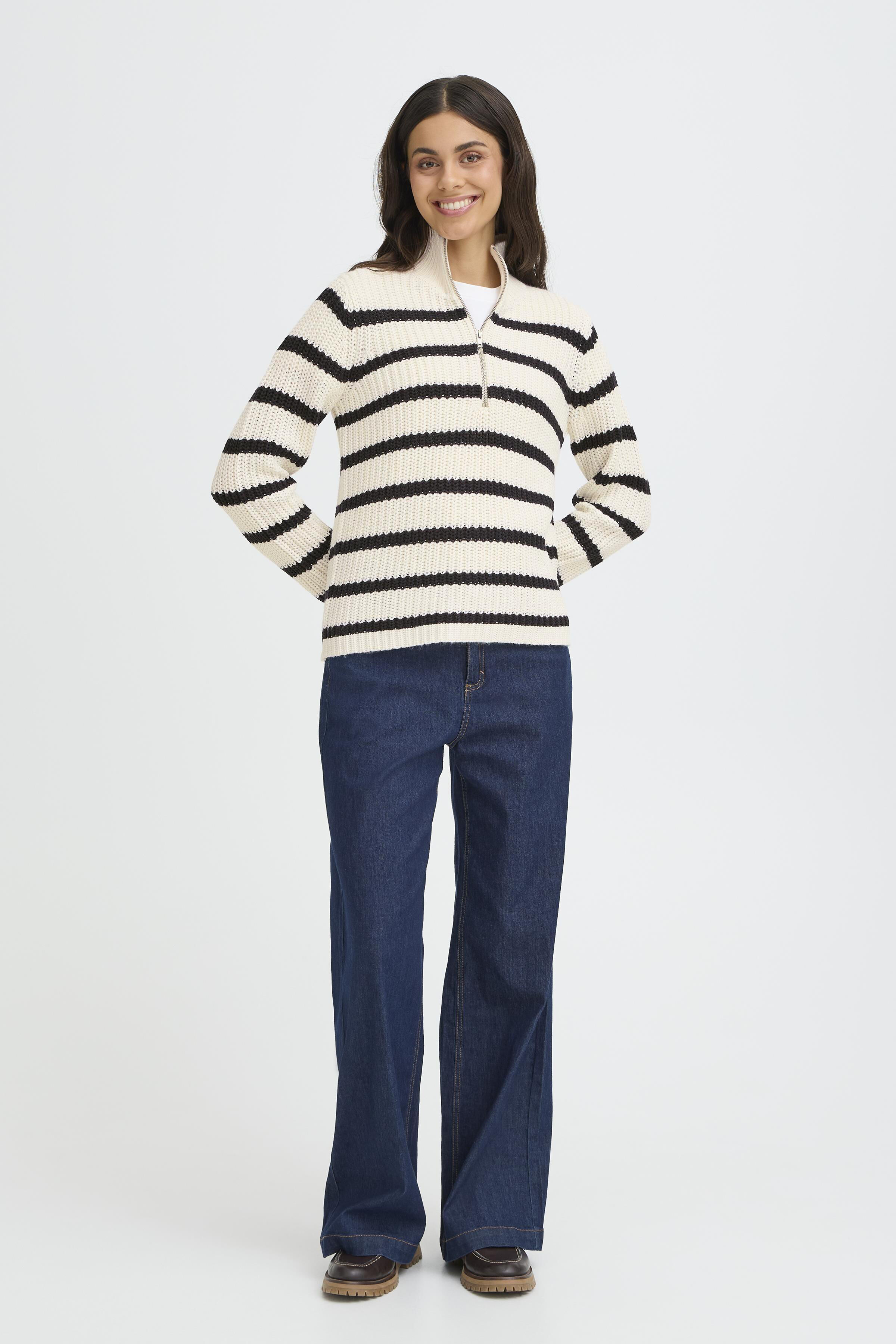Long Sleeve Knit Sweater With 1/4 Zip-Up Front 