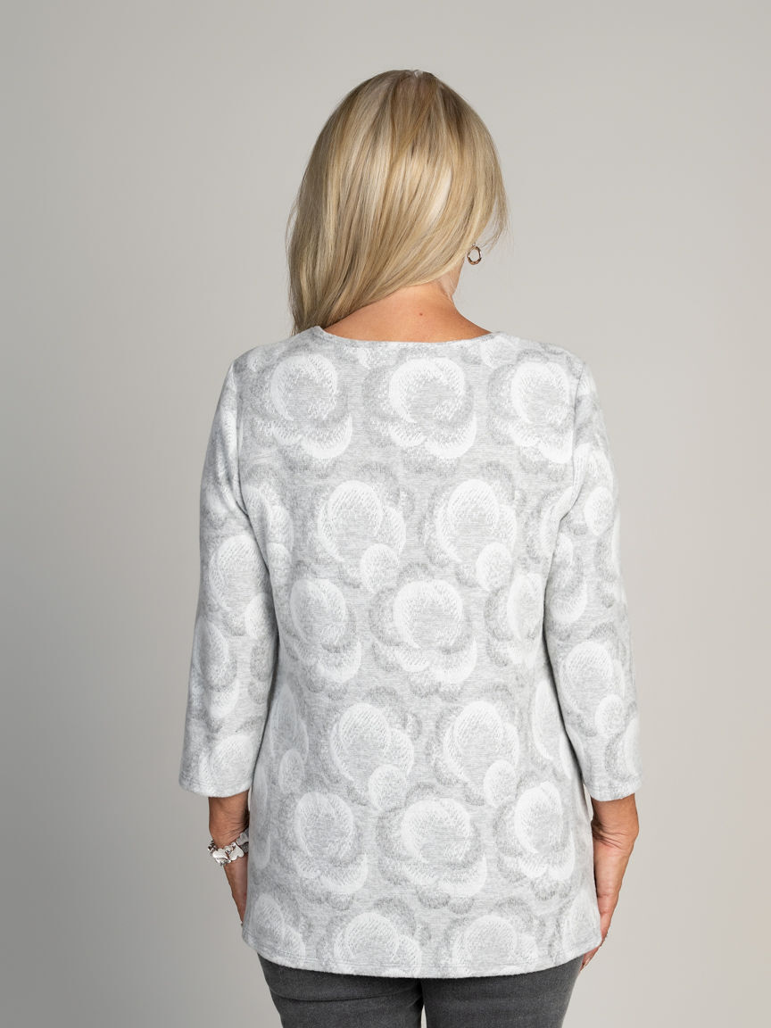 3/4 Sleeve Tunic Faux Wrap