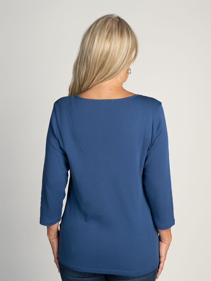 3/4 Sleeve Sweetheart Neckline Top Image 3