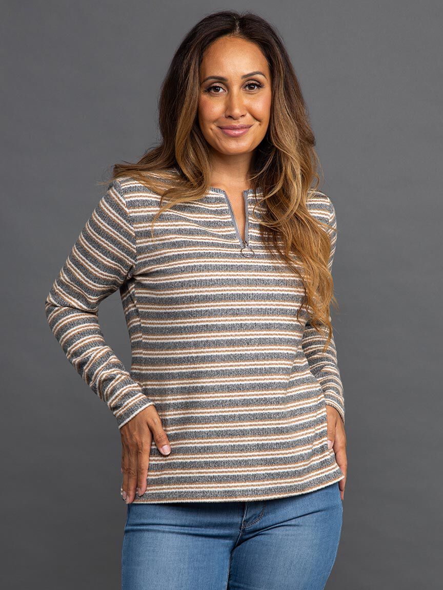 Striped Quarter Zip Sweater Image 2