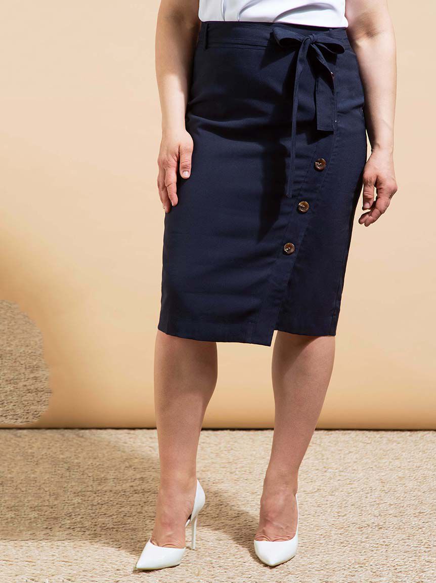 Knee Length Belted Skirt