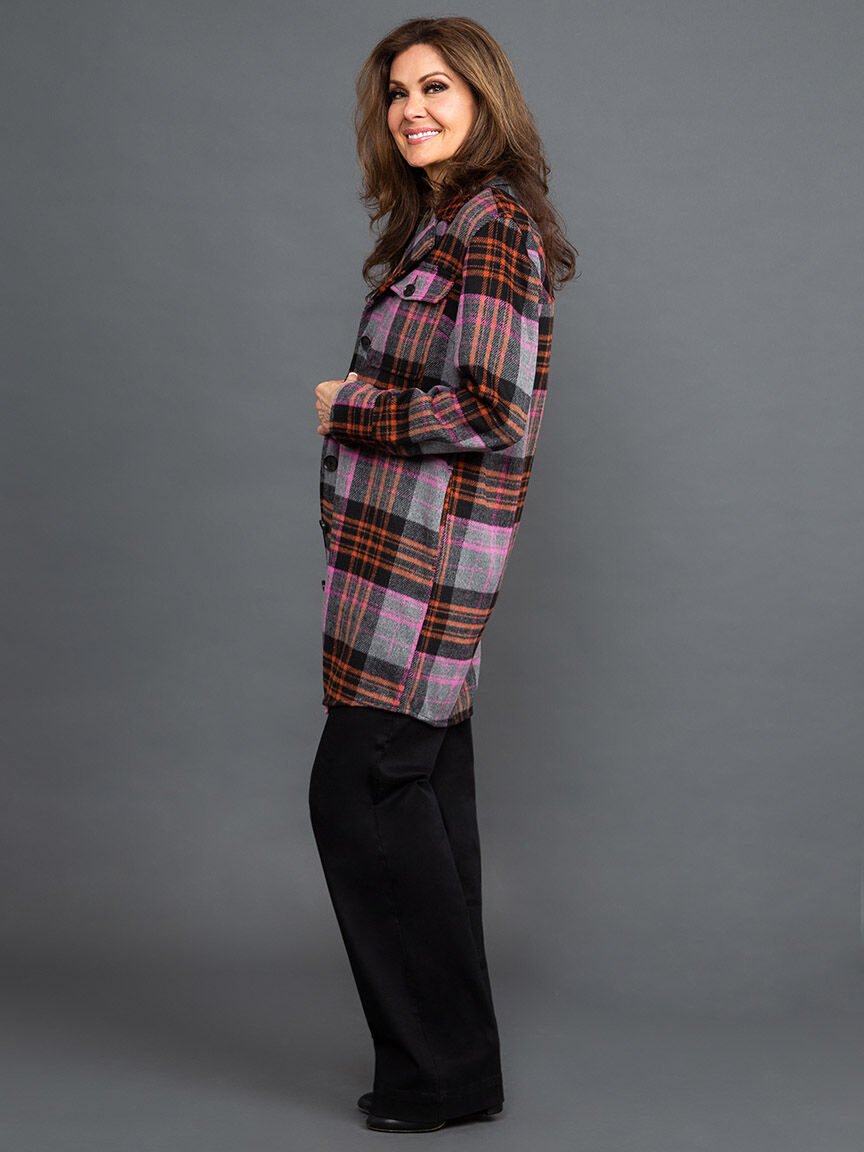 Long Plaid Shacket Image 3