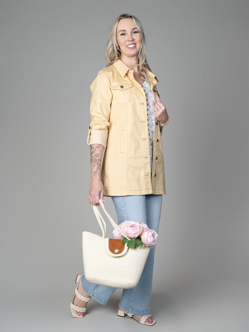 Woven ShoulderTote Bag With Flap Closure