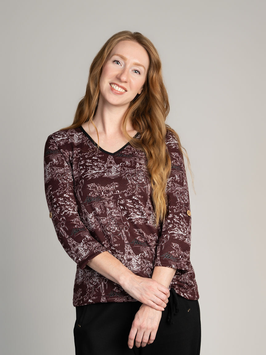 3/4 Sleeve City Print Top