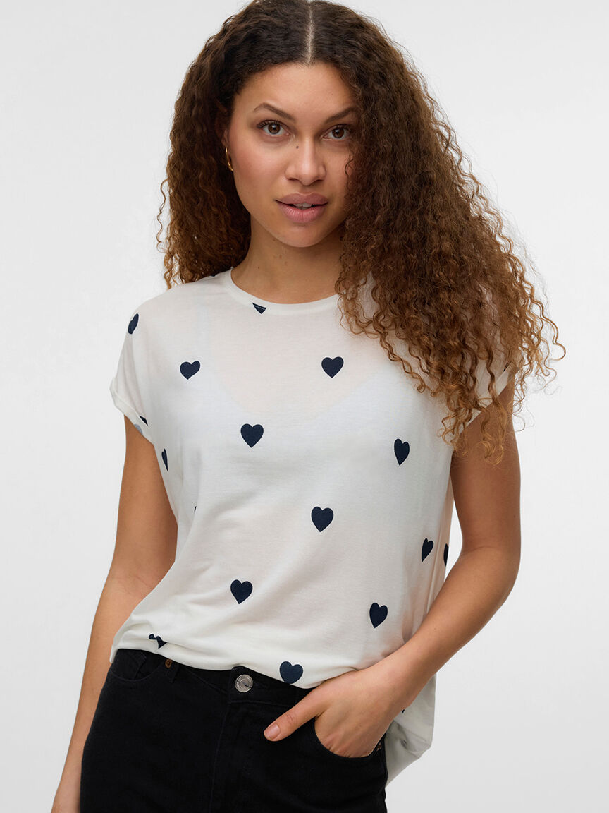 Heart Print Short Sleeve Top