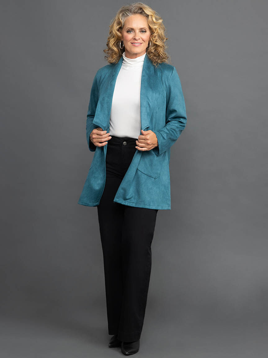 Double Pocket Faux-Suede Blazer Image 1