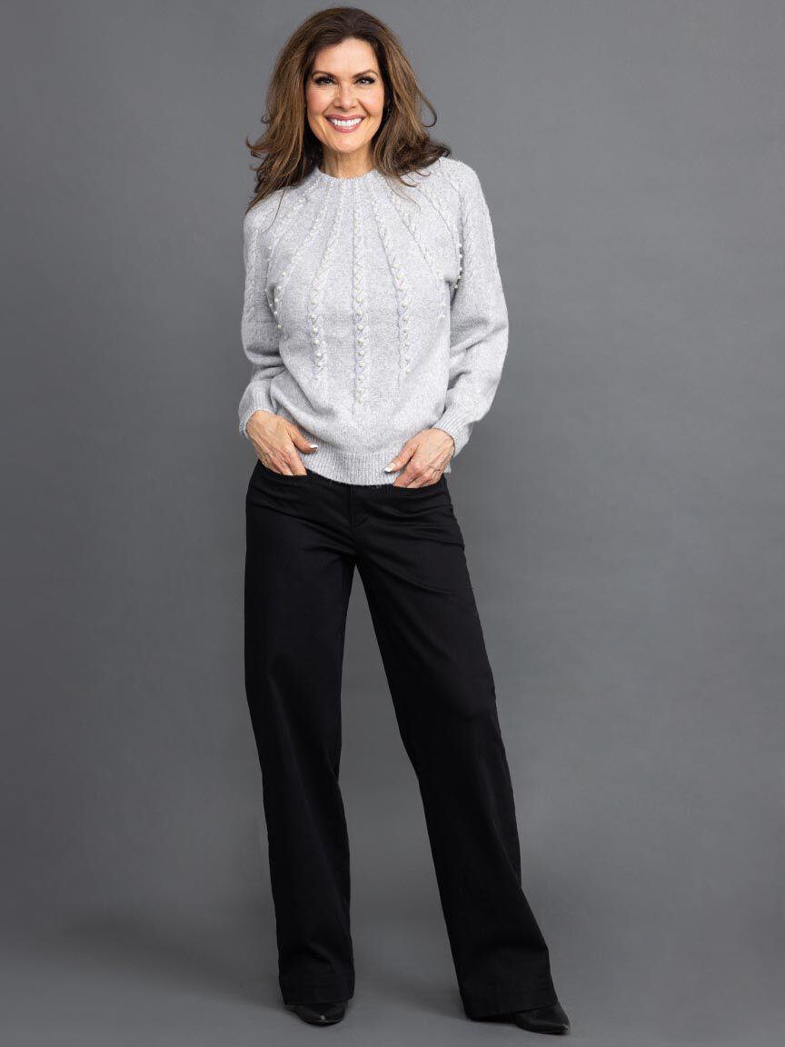 Long Sleeve Sweater with Pearl Accents Image 1