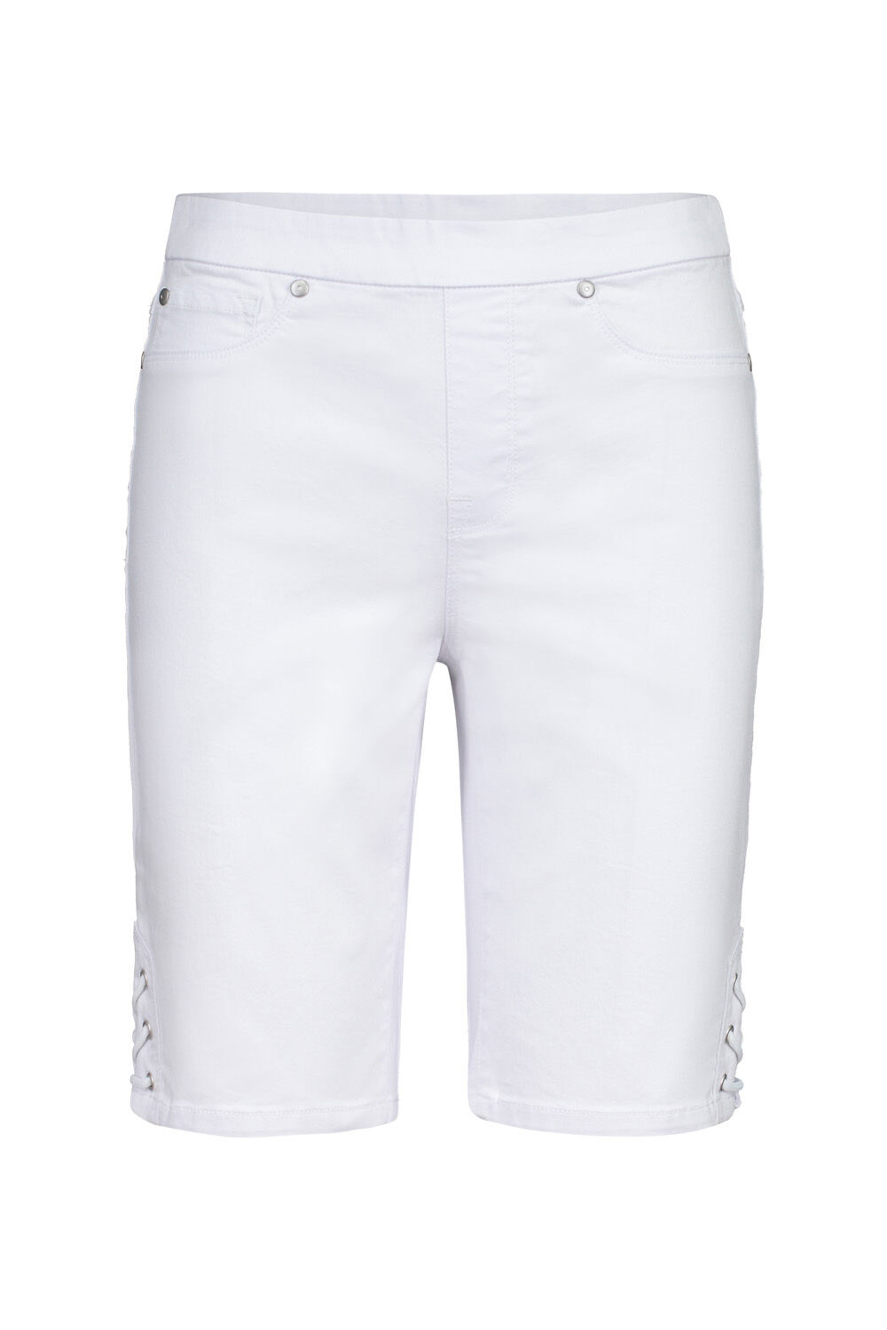 Audrey Pull-On Denim Short with Laced Detail
