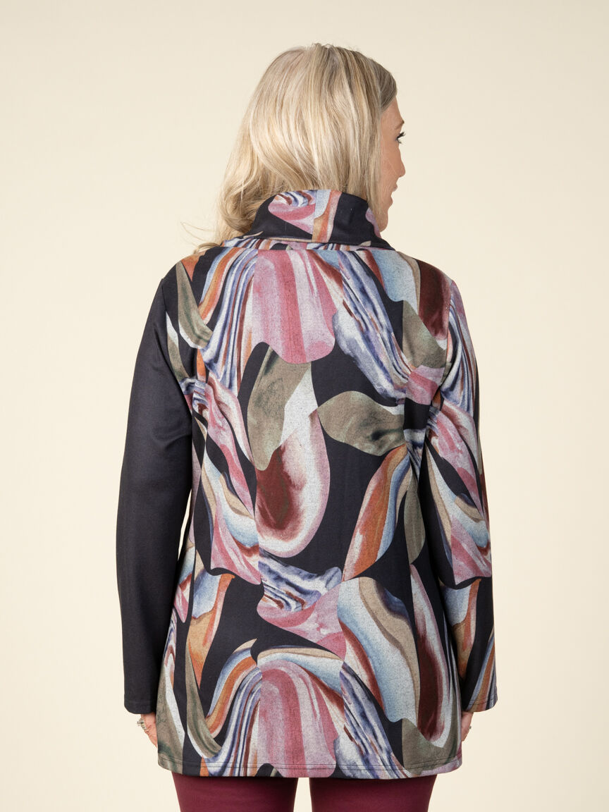 Long Sleeve Mock Neck Top with Buttons