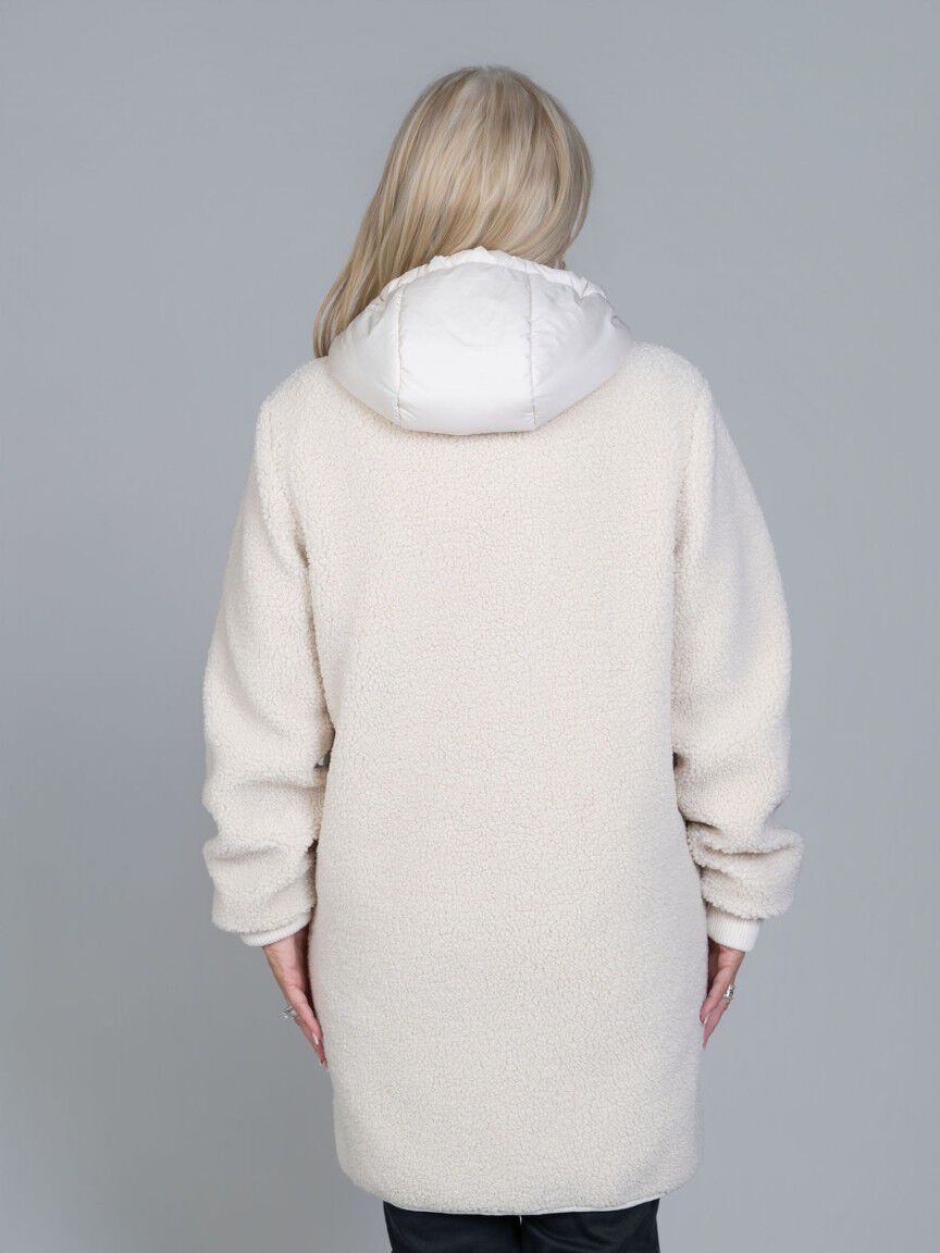 Mixed Media Quilted Hooded Jacket