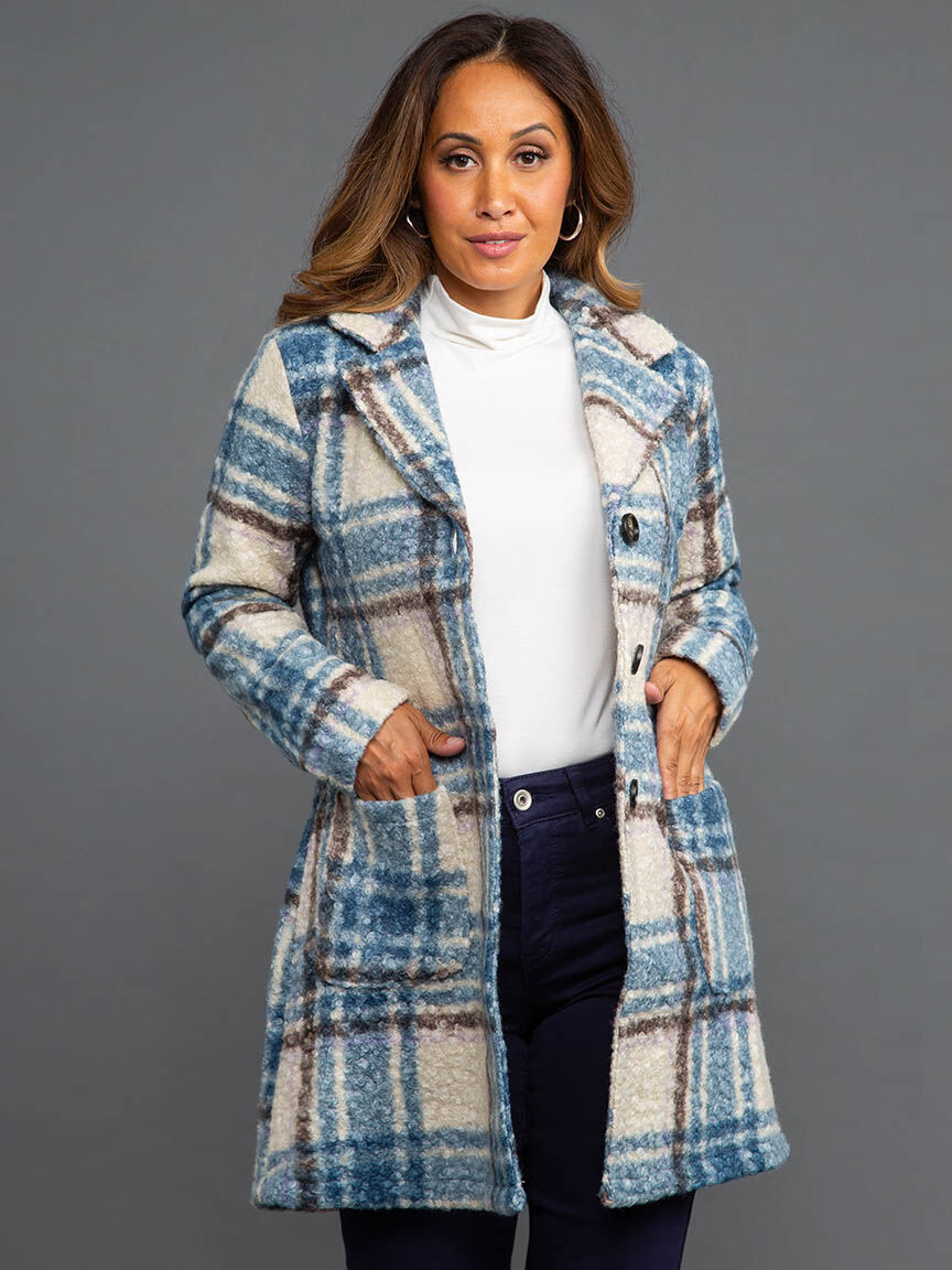 Plaid Knee Length Long Sleeve Shacket  Image 2
