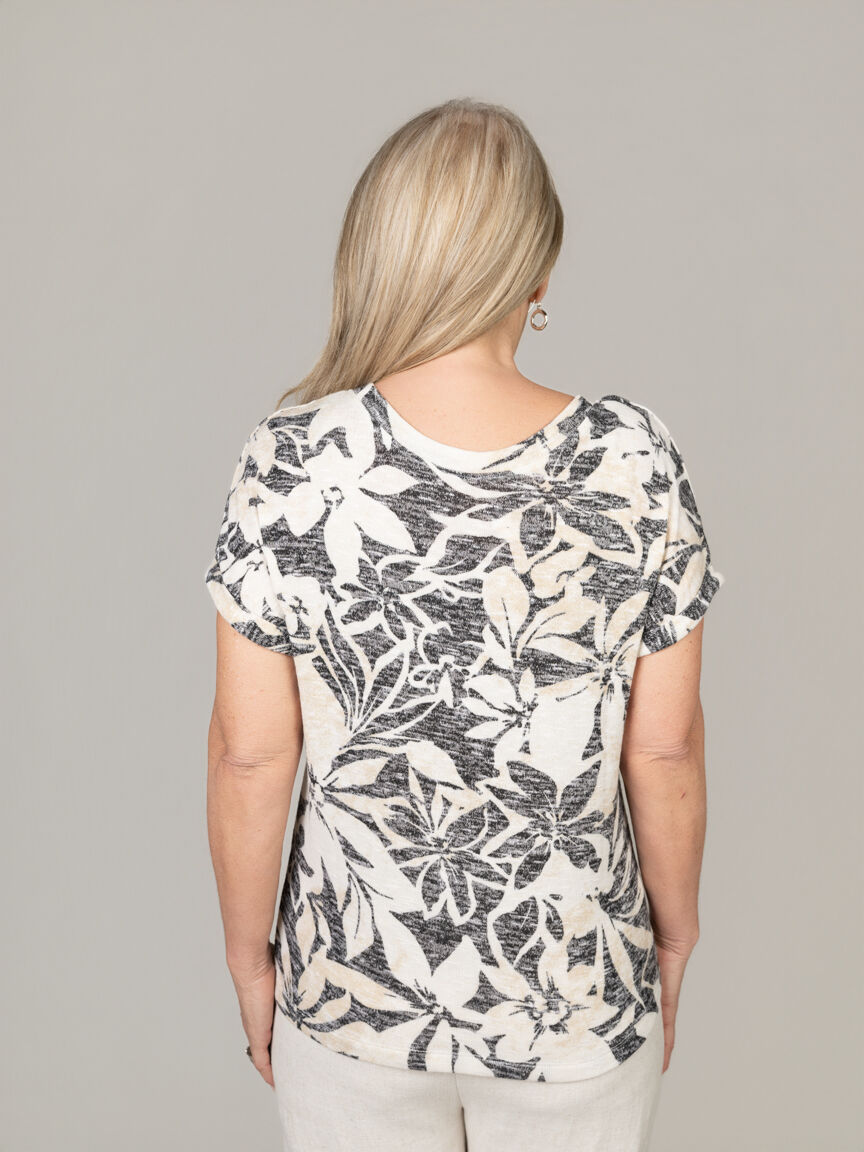 Short Sleeve Hatchi Print Top