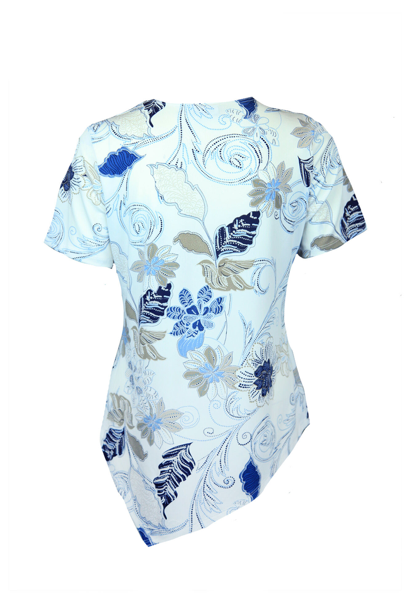 Asymmetrical Hem Top with Short Sleeves Image 2