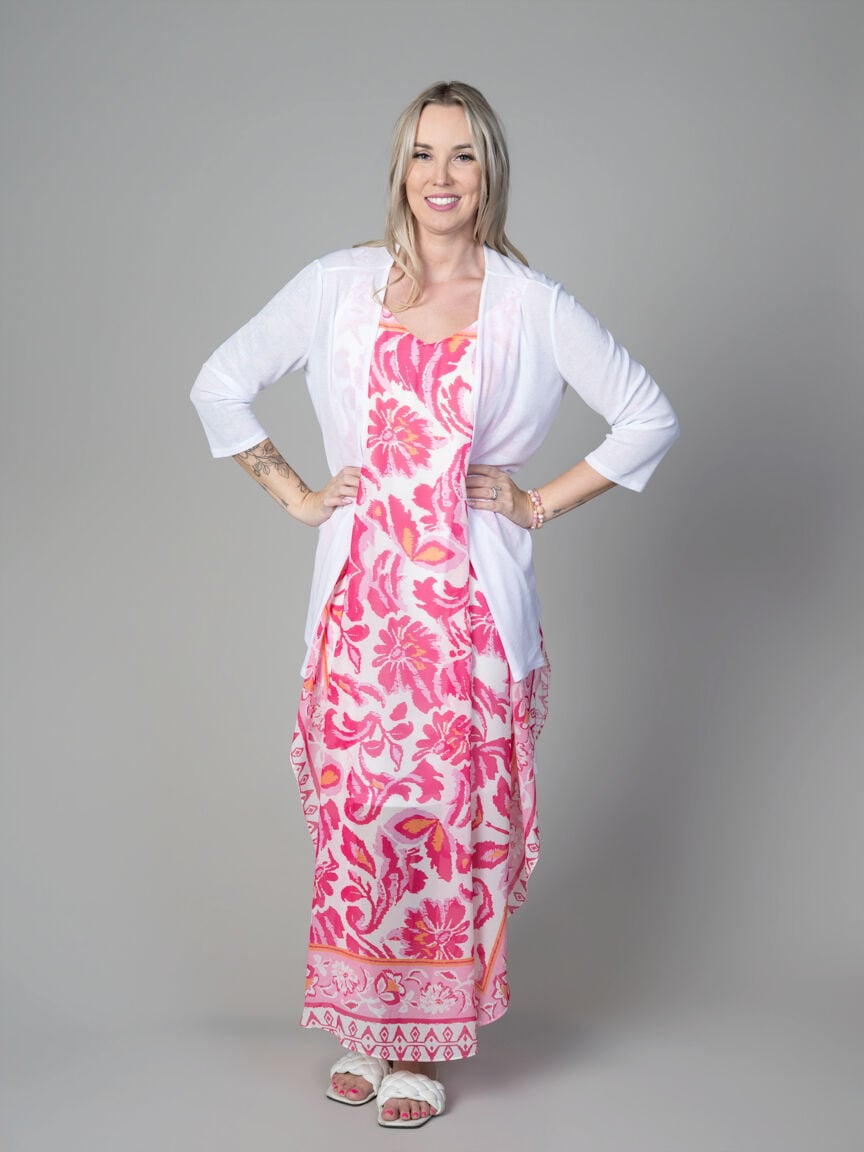 Sleeveless Sheer Overlay Midi Dress