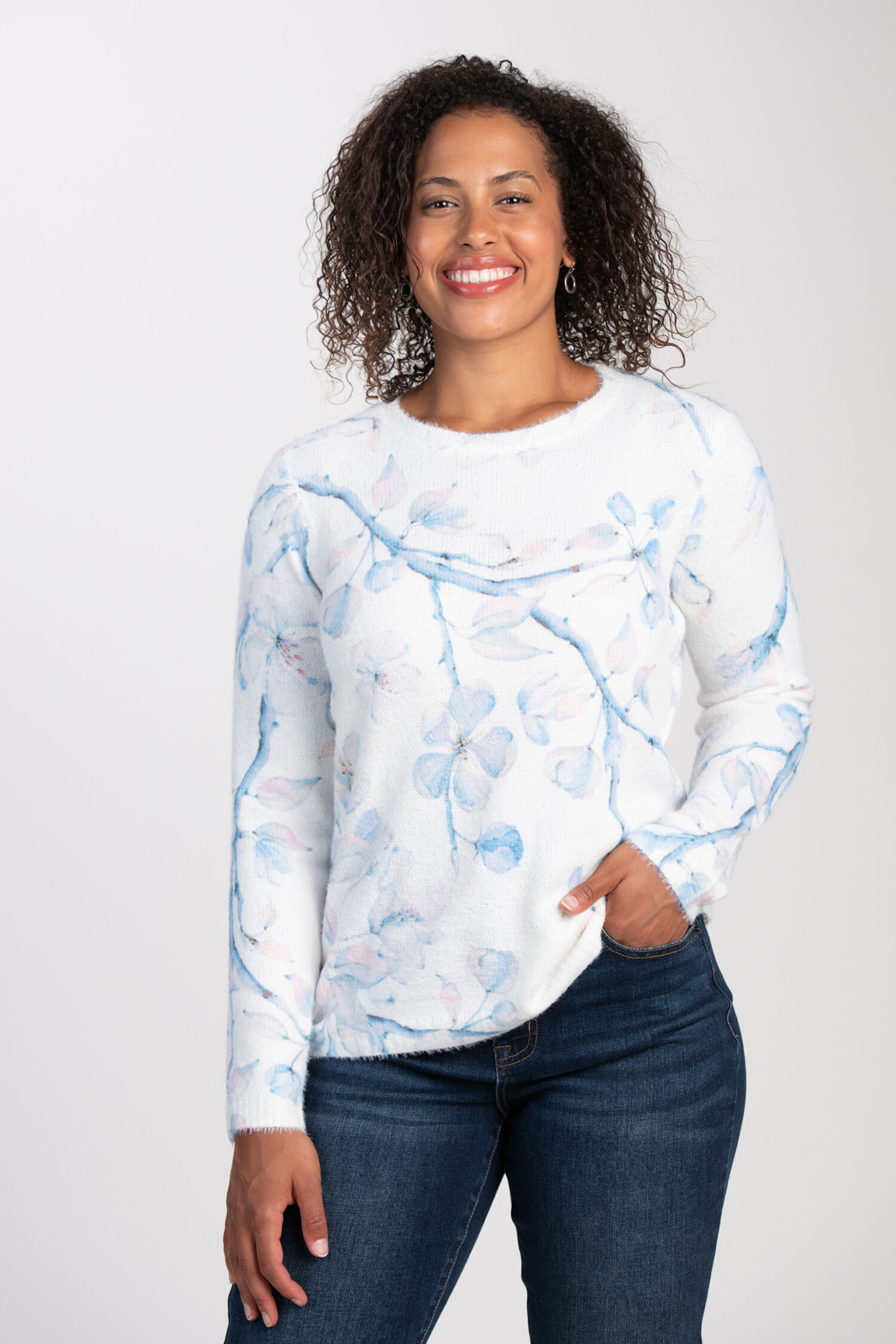 Long Sleeve Floral Sweater  Image 1