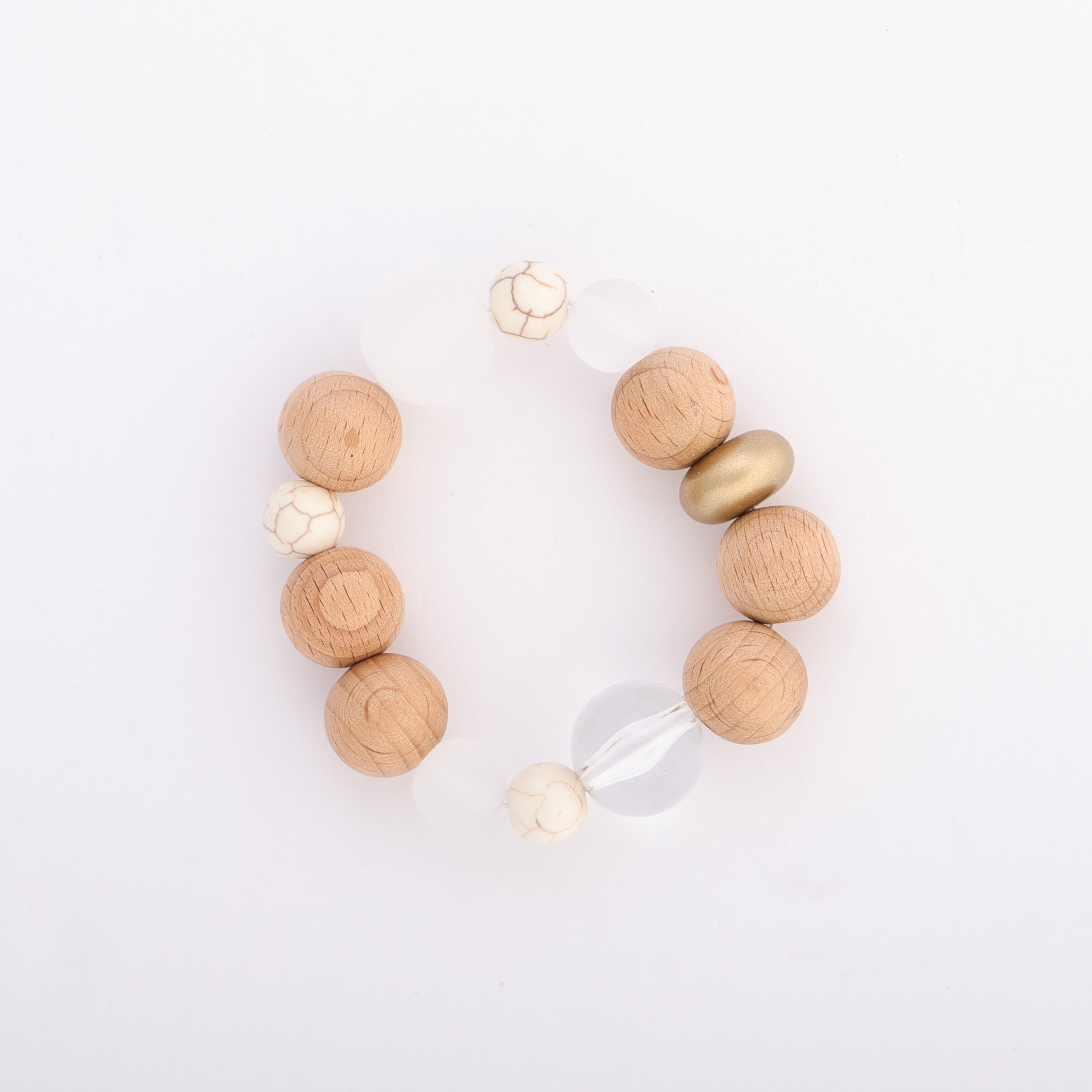 Multi-Bead Stretch Wooden Bracelet Image 1