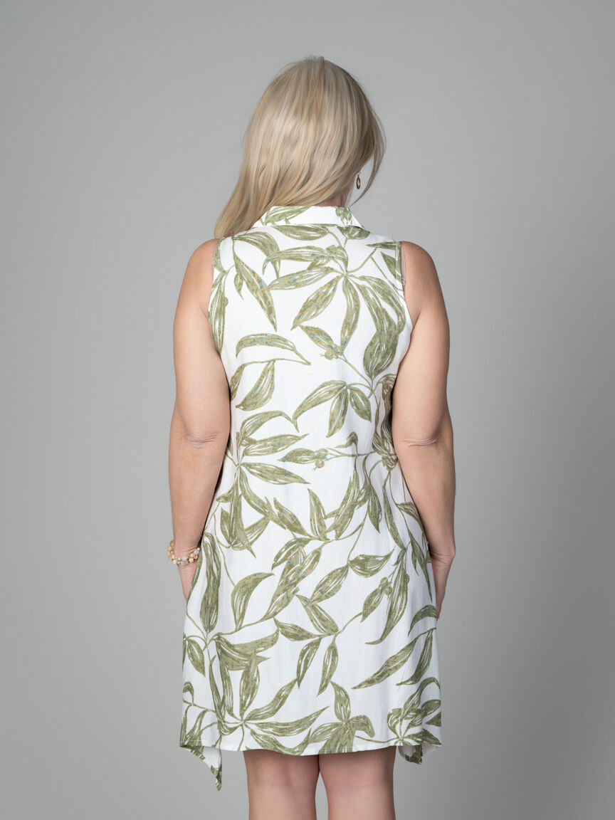 Collared Button-Up Knee Dress